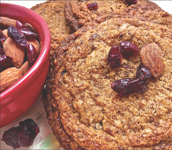 Chocolate Almond Meal Cookies With Dried Cranberries