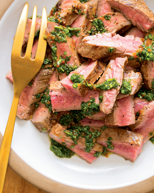 FLANK STEAK WITH CILANTRO SAUCE