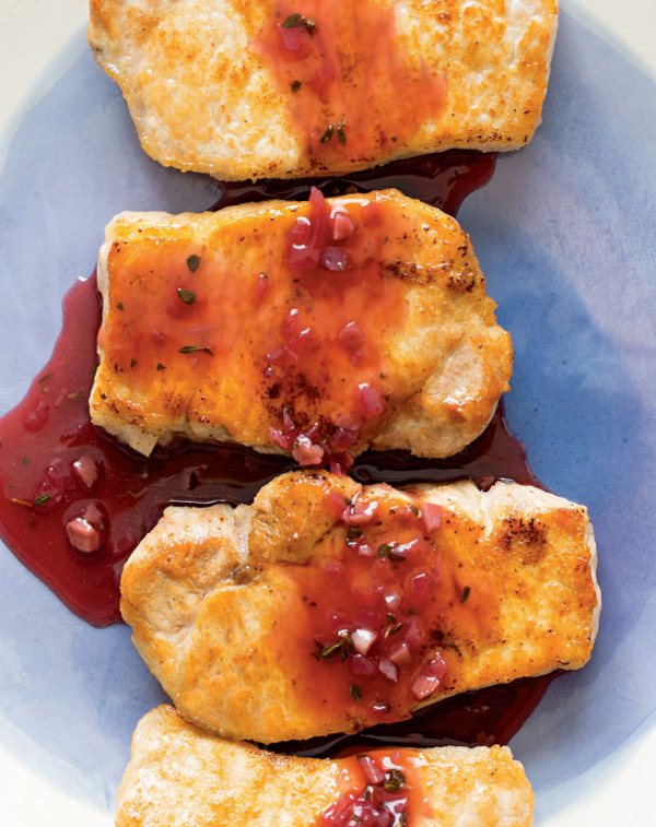 PORK CHOPS WITH POMEGRANATE-GINGER SAUCE