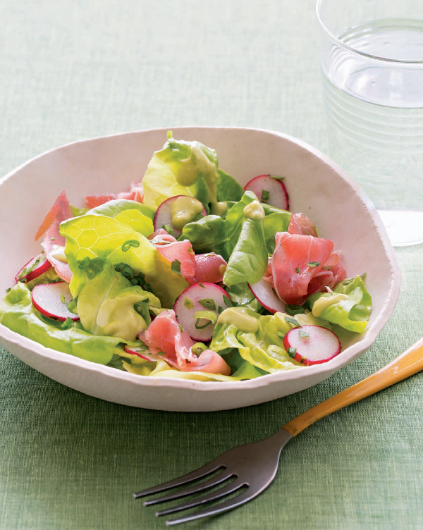 BUTTER-LETTUCE AND RADISH SALAD WITH GREEN GODDESS DRESSING