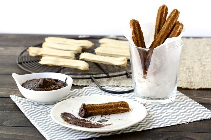 Baked Churros with Chocolate Hazelnut Sauce