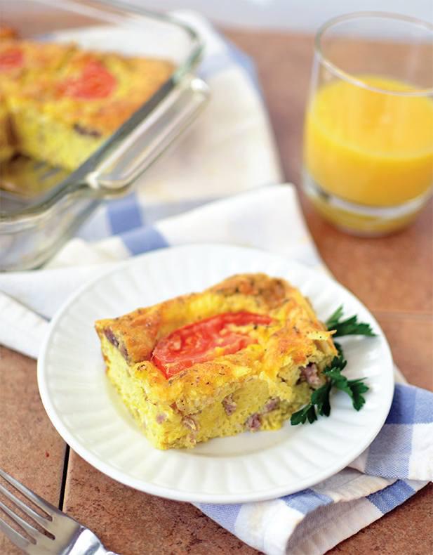 Sausage, Onion & Tomato Breakfast Quiche