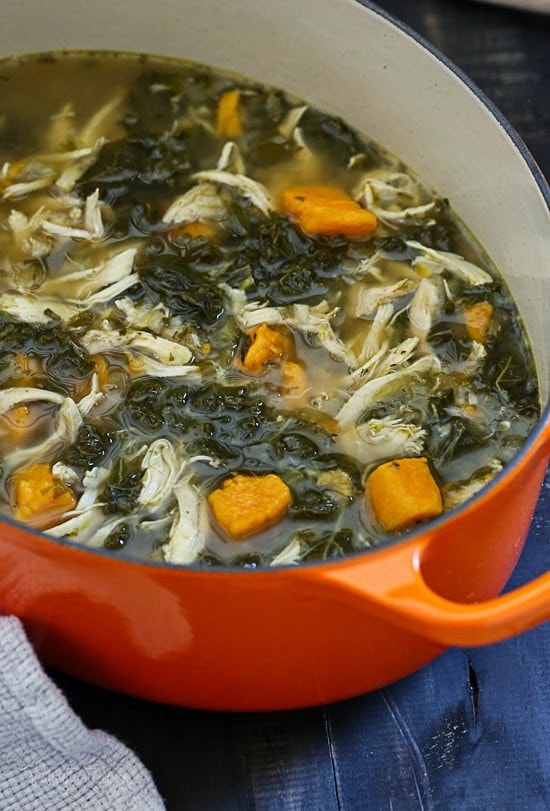 Chipotle Chicken and Sweet Potato Soup with Kale