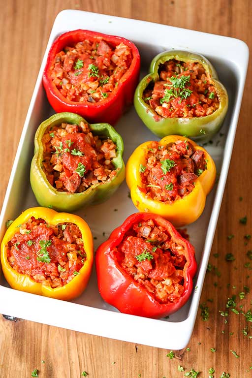 Spicy Chicken Sausage and Pineapple Stuffed Peppers