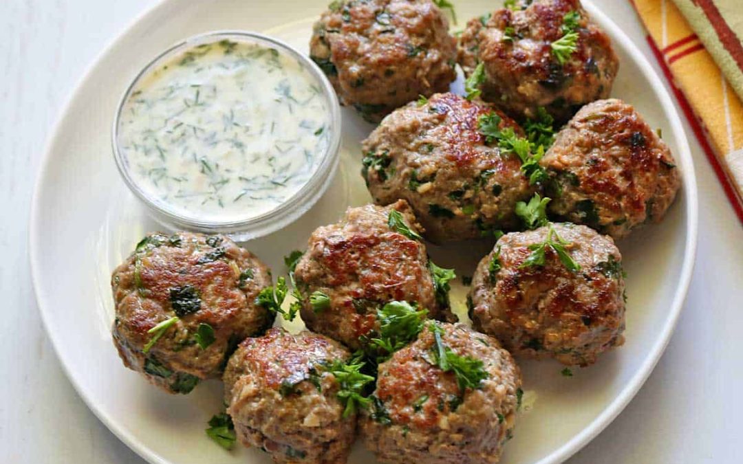 Garlicky Lamb Meatballs with Herb Vinaigrette