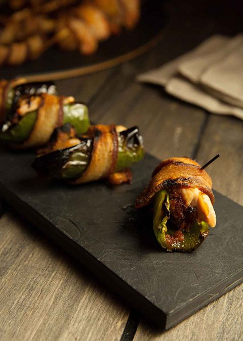 Bacon Wrapped Chicken Chorizo Poppers