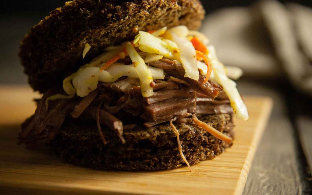 Shredded Beef Sandwich with Spicy Coleslaw