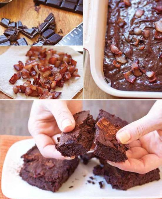 Flourless mocha-bacon brownies