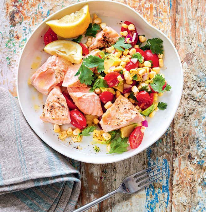 SALMON, SWEETCORN & AVOCADO SALAD