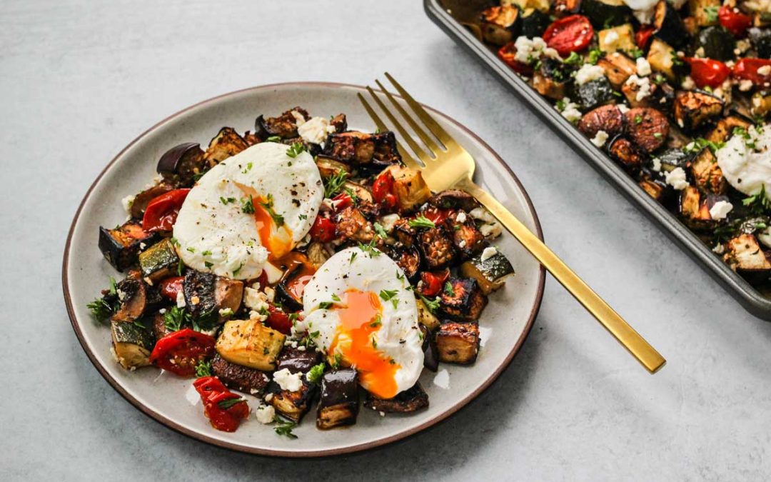 Poached Eggs on Roasted Veggies