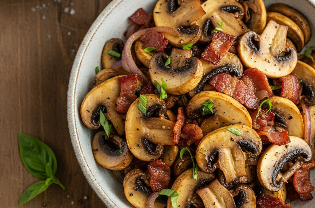 Bacon Basil Mushrooms