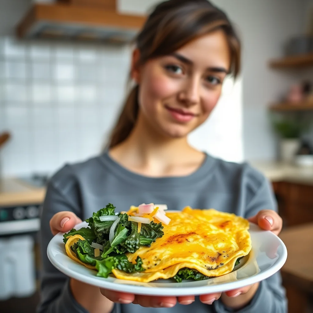 Kale Cheddar Cheese Omelet – kale cheddar cheese omelet