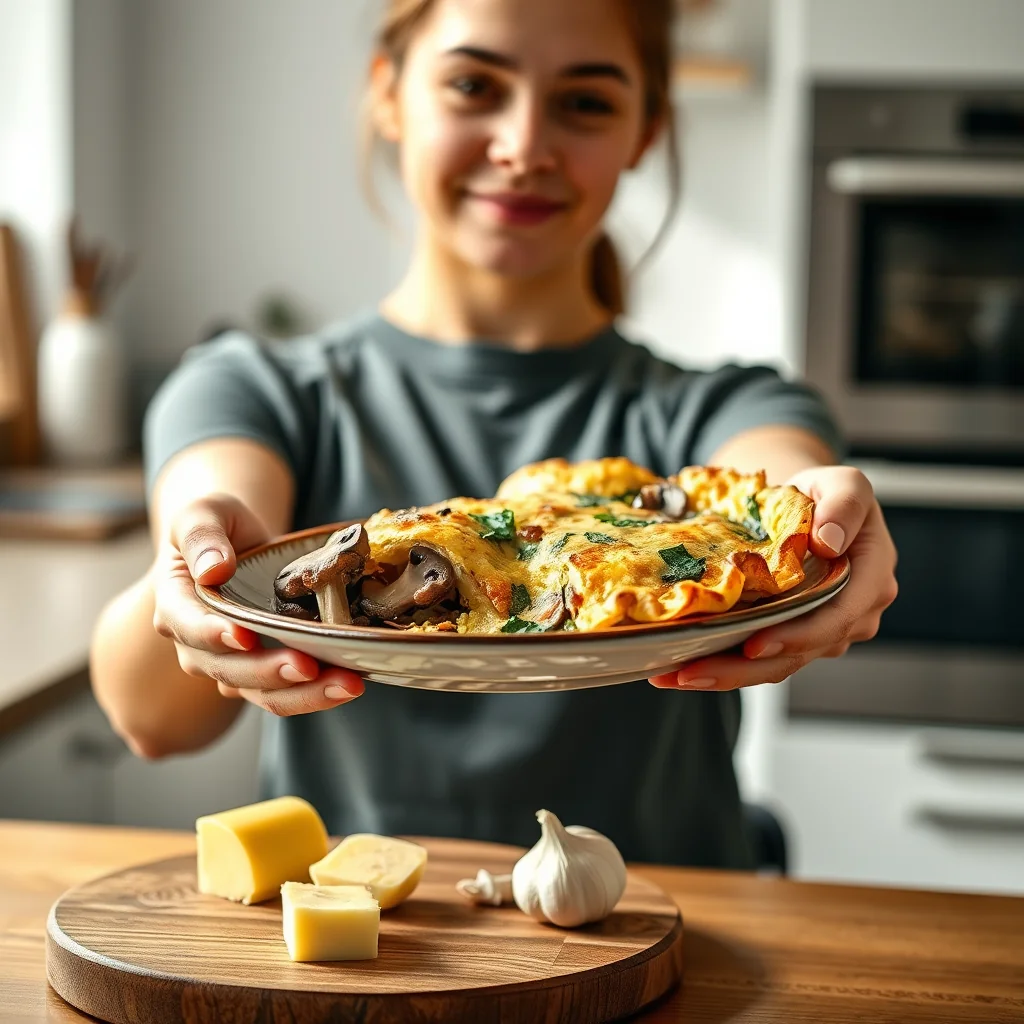Mushroom and Spinach Omelet Pie – mushroom and spinach omelet pie