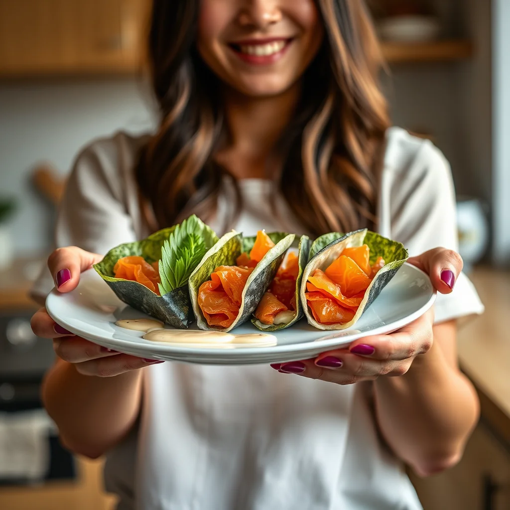 SMOKED SALMON NORI WRAPS WITH WASABI MAYO – paleo recipe