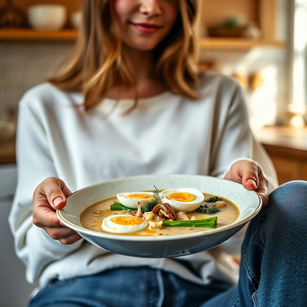 GARLIC SOUP WITH BROCCOLI RABE AND POACHED EGGS – paleo recipe
