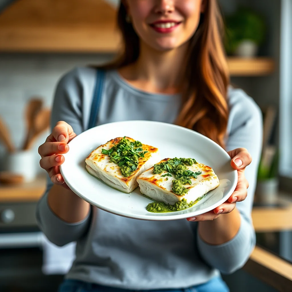 Halinut With Cilantro Pesto – halinut with cilantro pesto