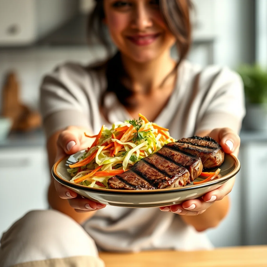 Jicama Carrot Slaw with Grilled Steak – paleo recipe