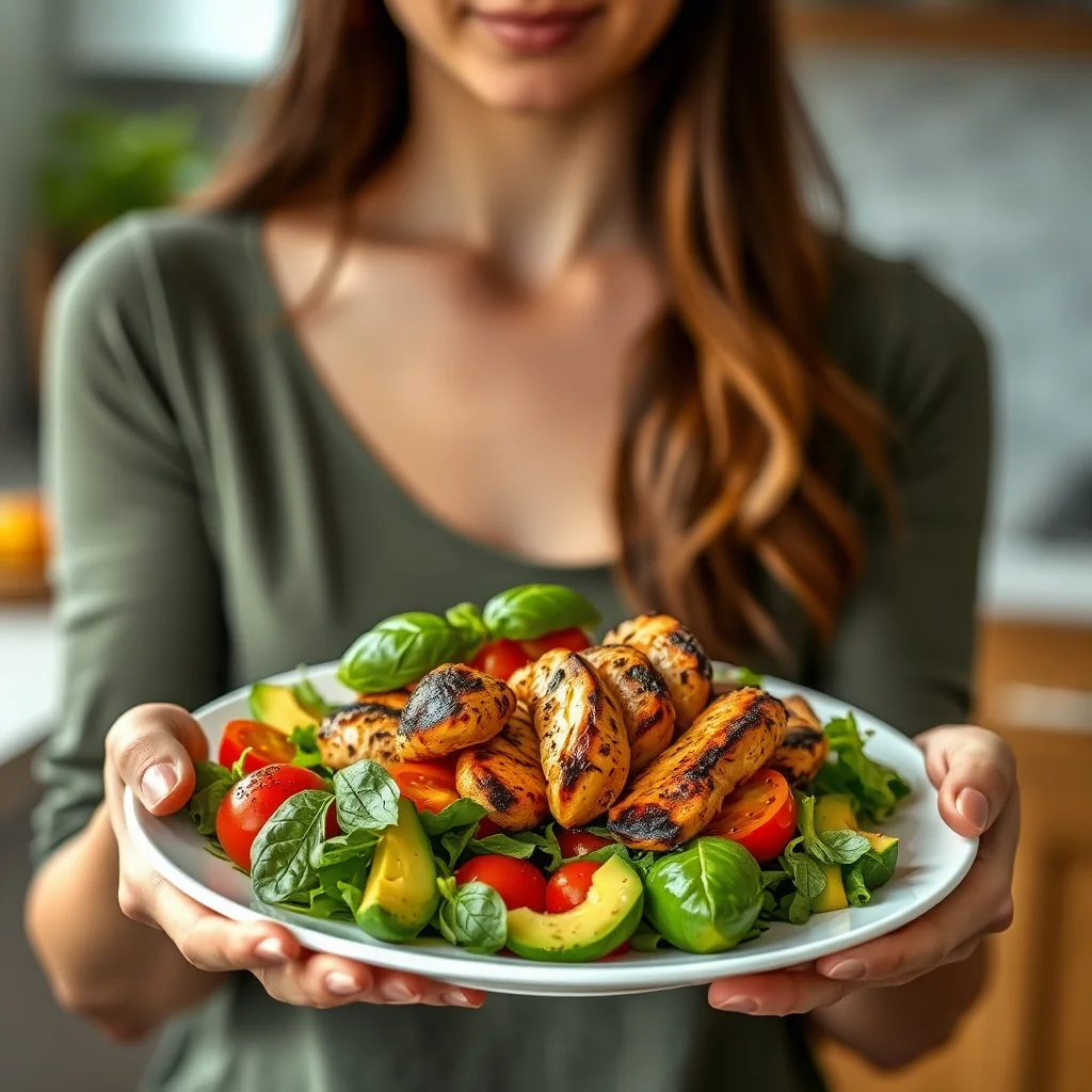 Tomato Avocado Salad with Grilled Chicken – paleo recipe