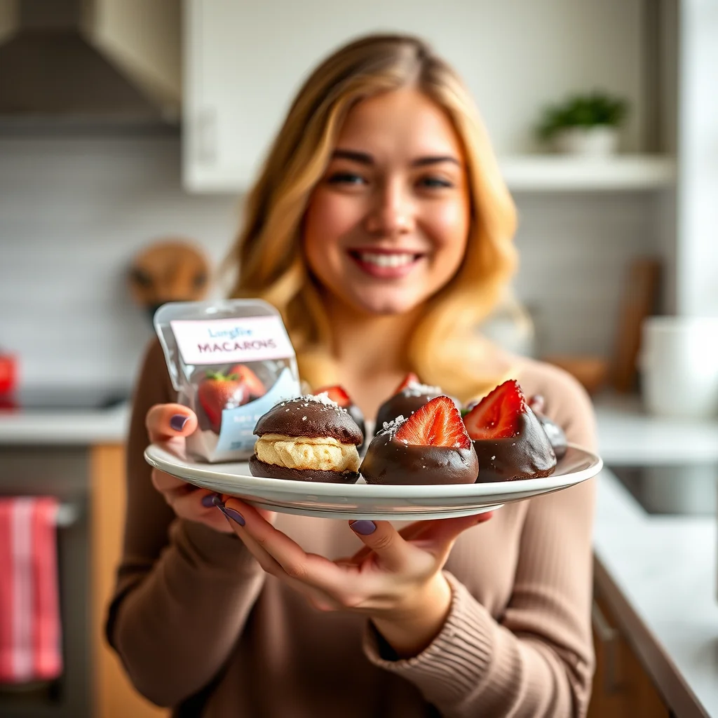 Chocolate Dipped Strawberry Macaroons – paleo recipe
