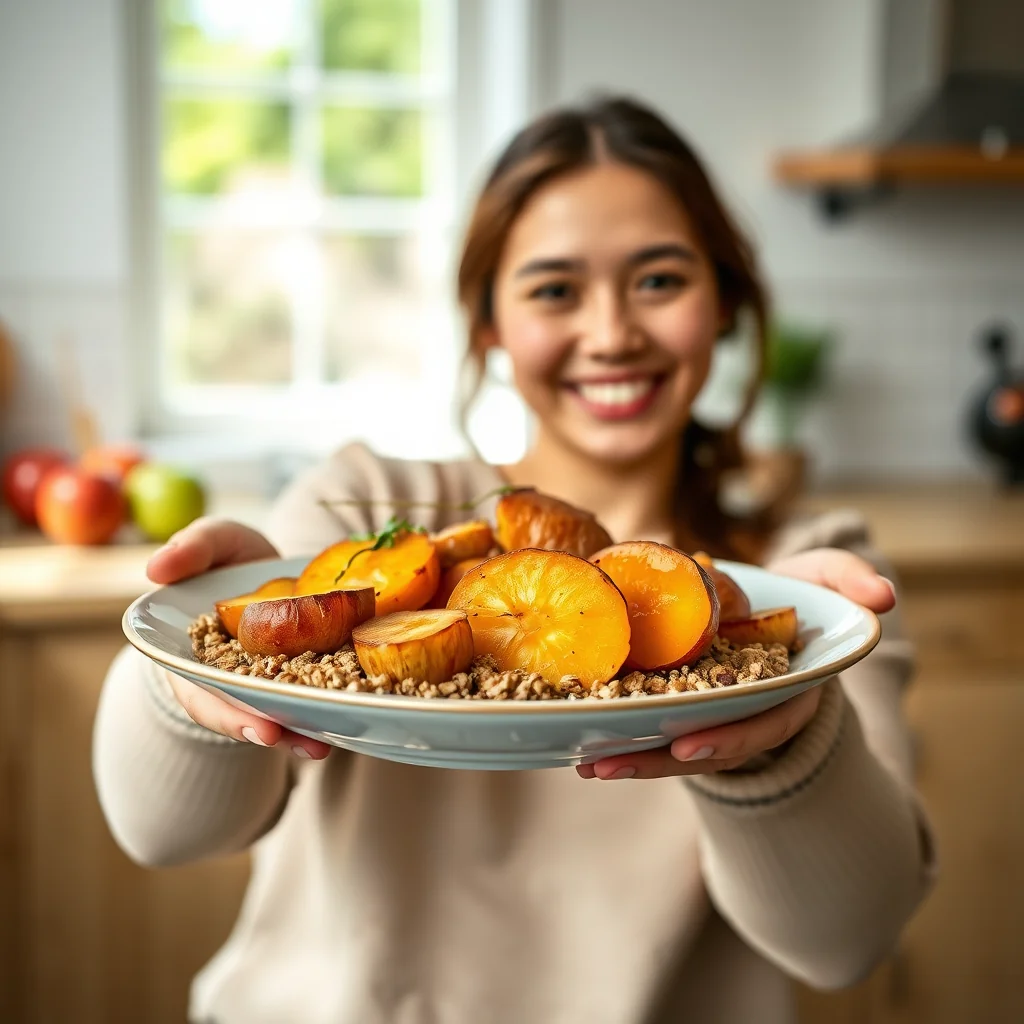 Braised Apples and Sweet Potato in Spiced Honey over Grainle – paleo recipe