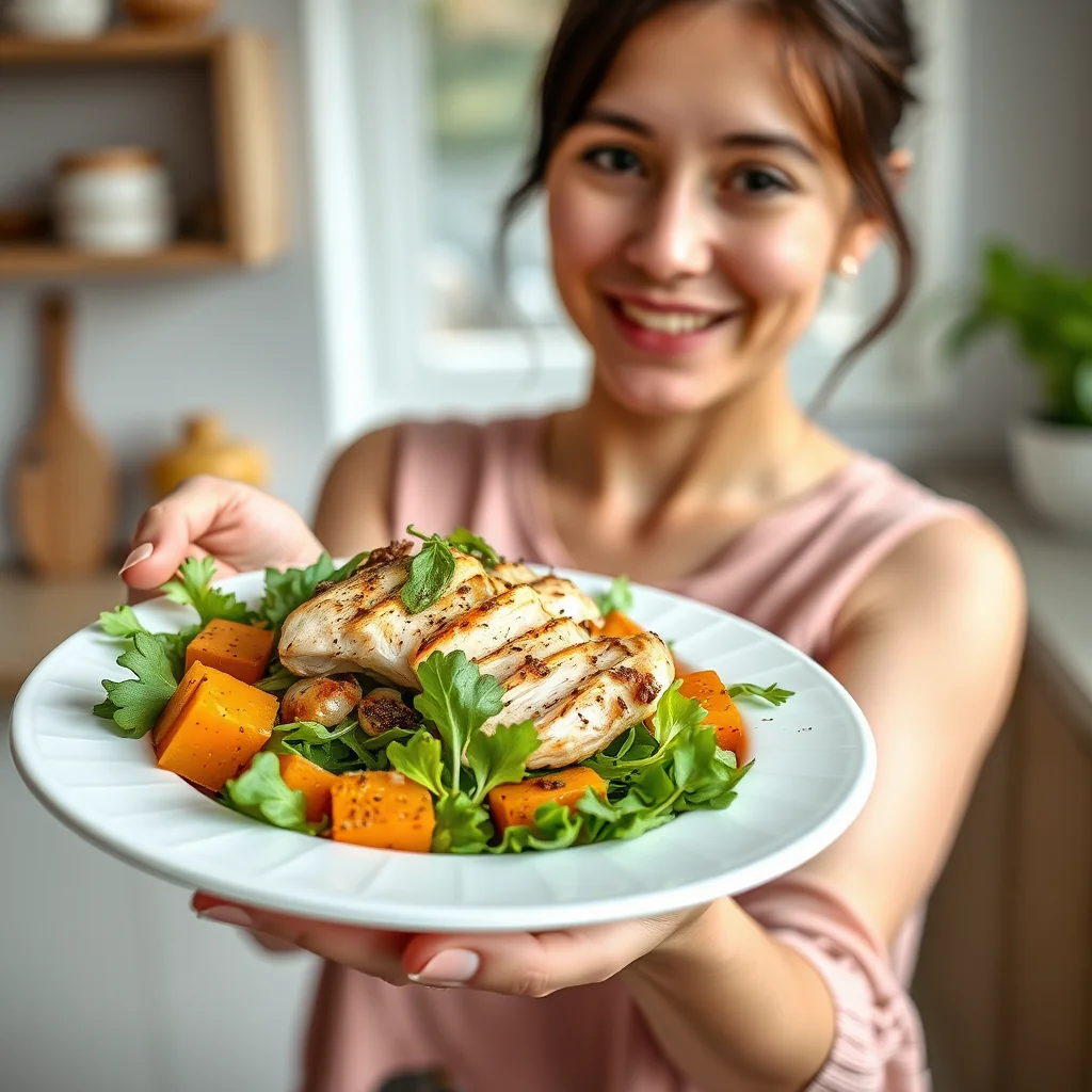 Salad with Roasted Chicken, Sweet Potato, and Shallots – paleo recipe