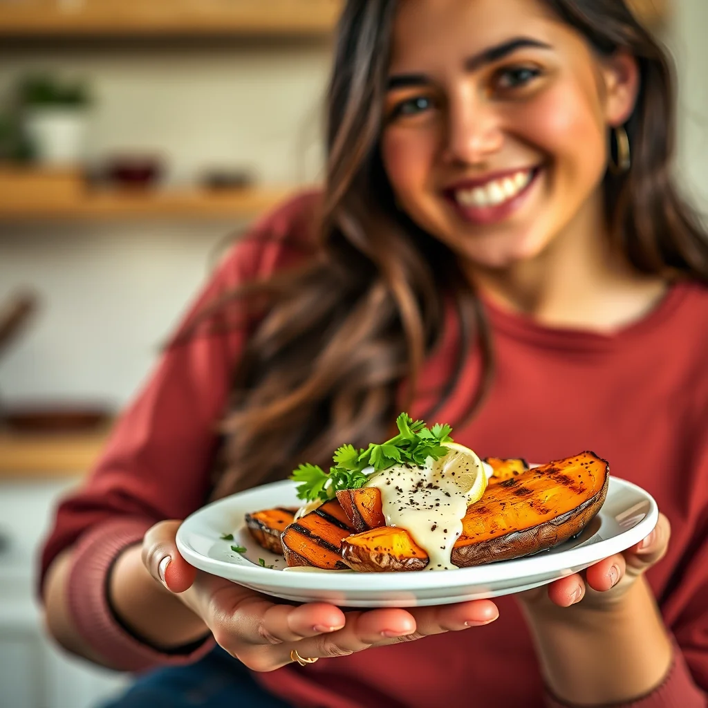Grilled Sweet Potato with Lime and Cilantro Dressing – paleo recipe