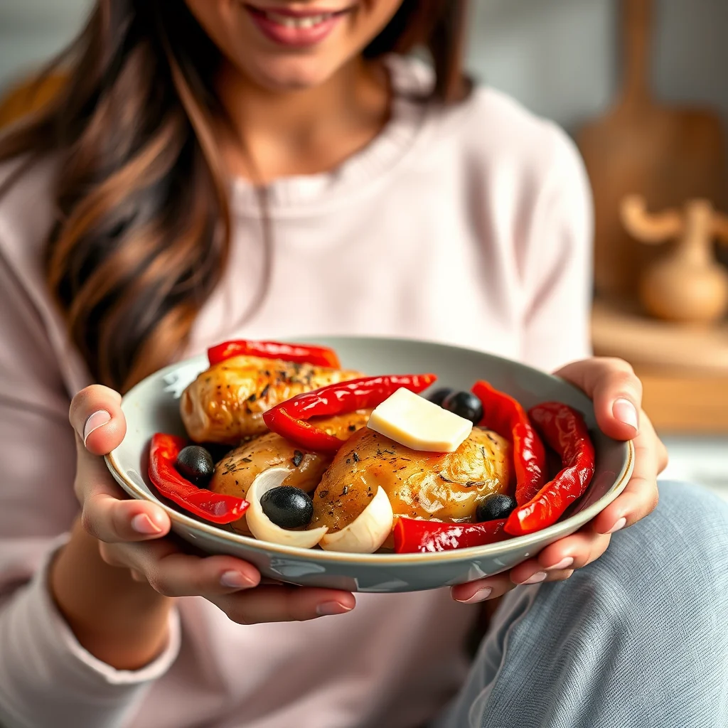 CHICKEN WITH ROASTED RED PEPPERS AND OLIVES – chicken with roasted red peppers and olives