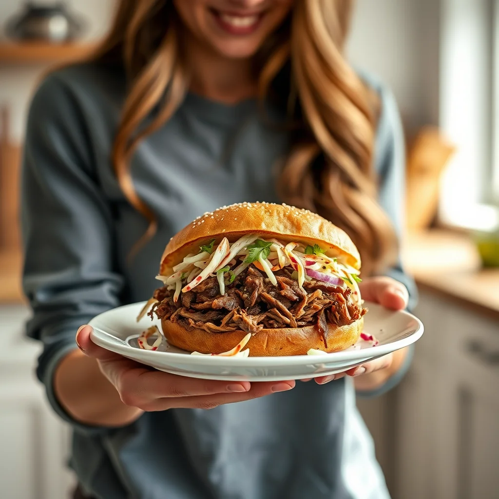 Shredded Beef Sandwich with Spicy Coleslaw – paleo recipe