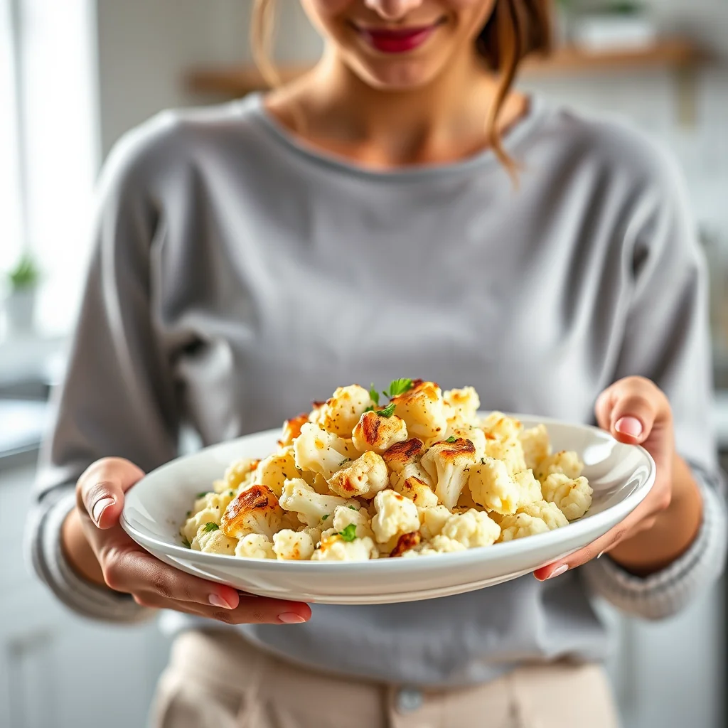GARLIC-ROASTED MASHED CAULIFLOWER – garlic-roasted mashed cauliflower