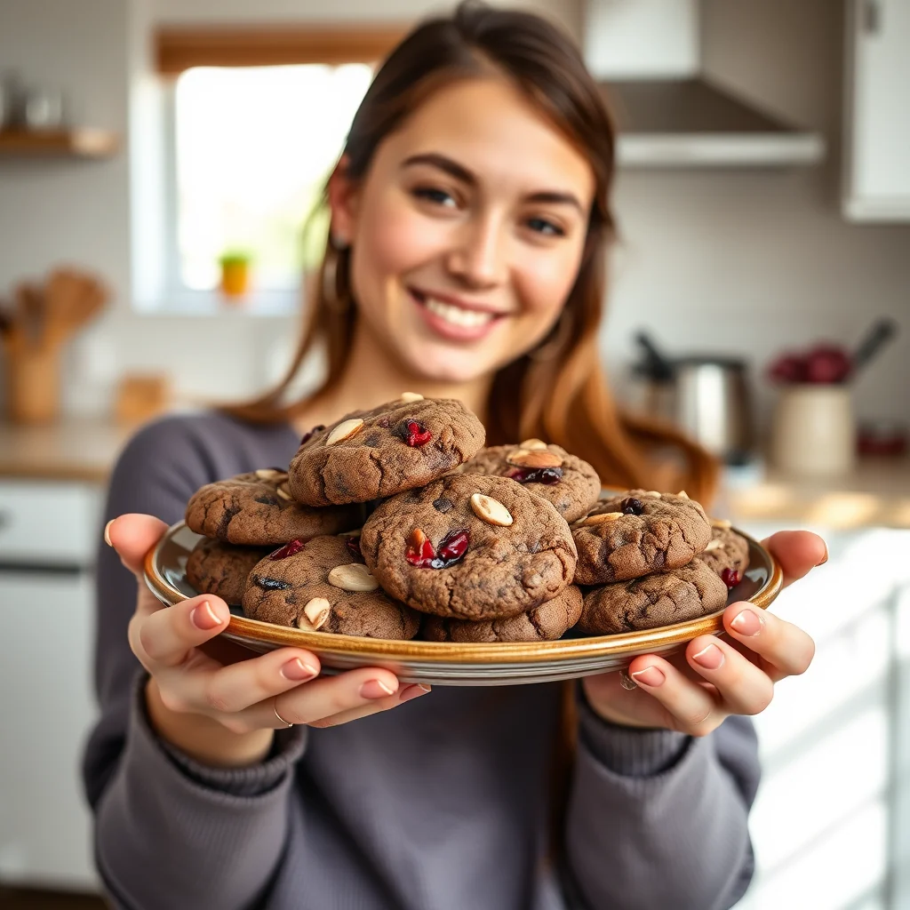 Chocolate Almond Meal Cookies With Dried Cranberries – paleo recipe
