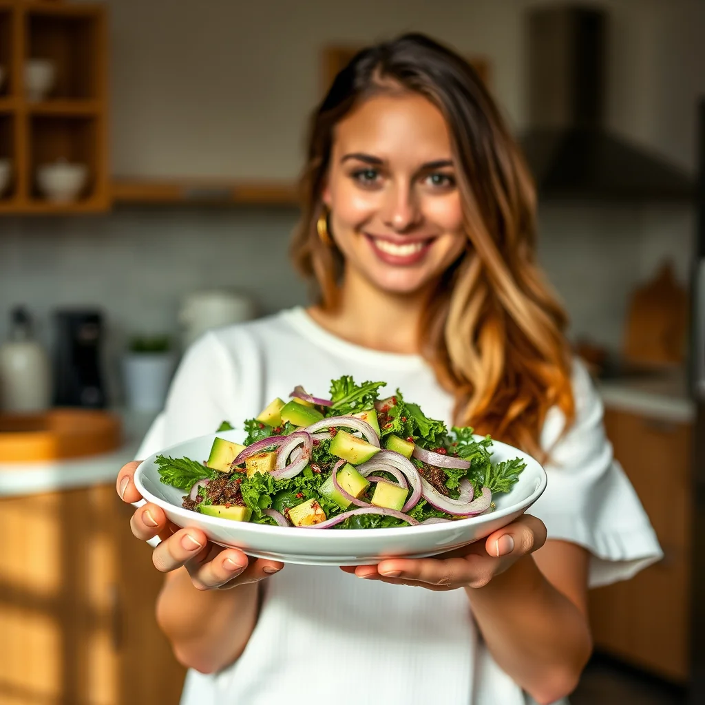 KALE SALAD WITH ONION AND AVOCADO – kale salad with onion and avocado