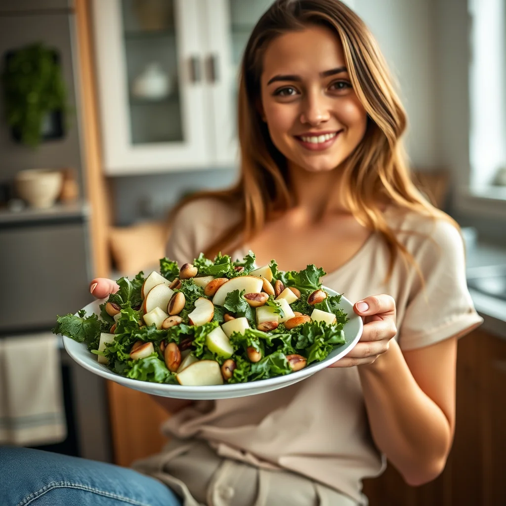 KALE SALAD WITH PECANS AND APPLES – kale salad with pecans and apples