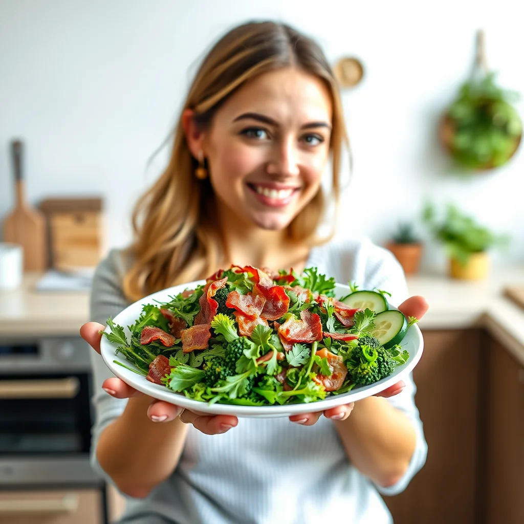 BROCCOLI-ARUGULA SALAD WITH BACON – broccoli-arugula salad with bacon