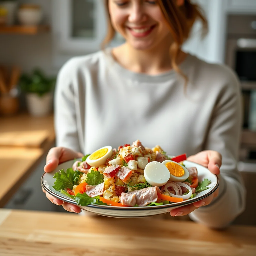 Vegetable Salad with Hardboiled Eggs and Ham – paleo recipe