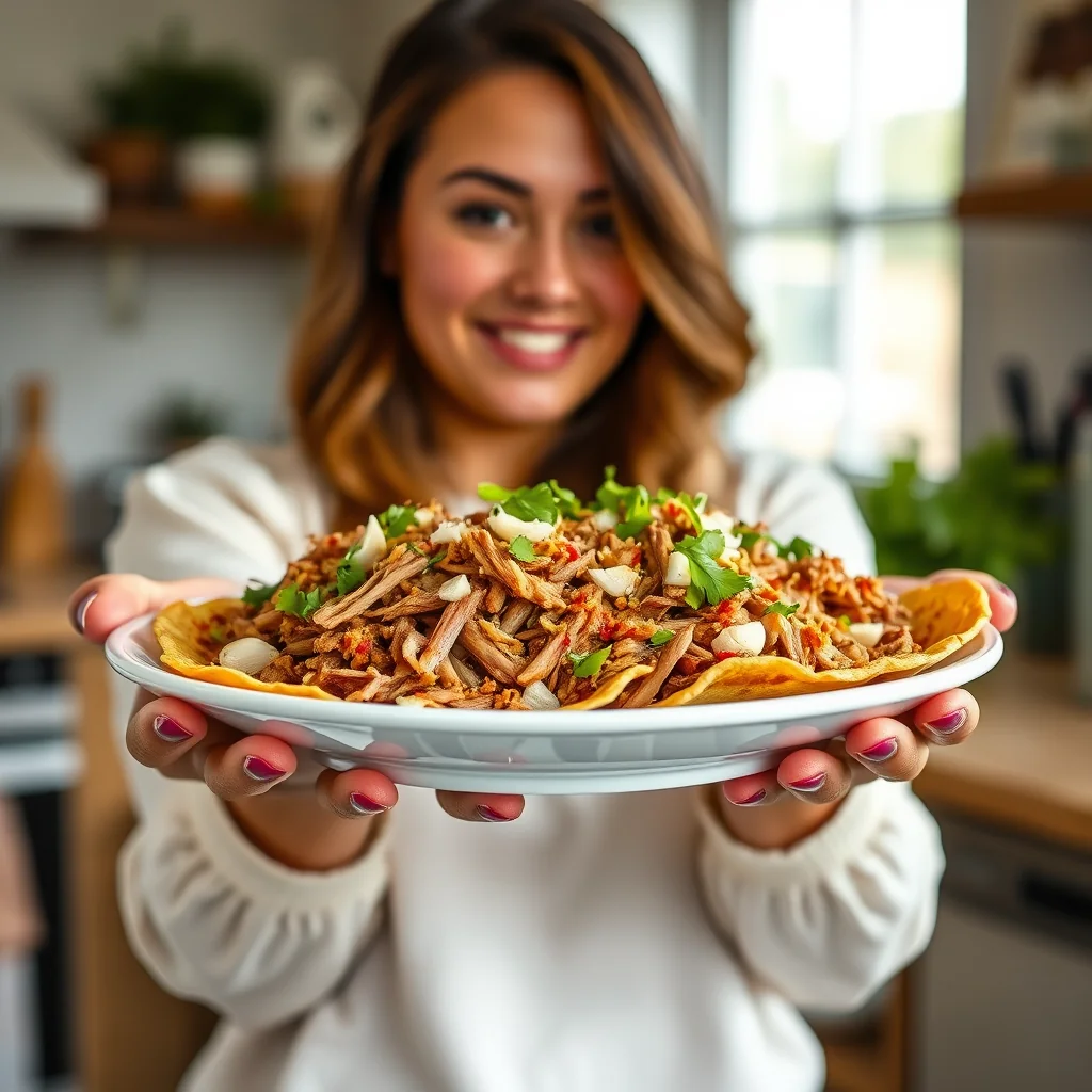 Spicy Mexican Shredded Pork Tostadas – paleo recipe