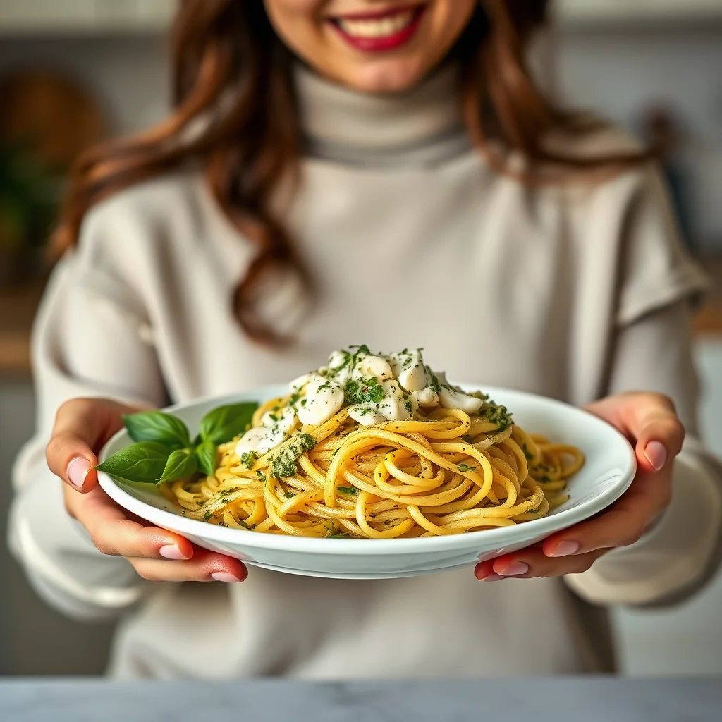 Spaghetti Squash with Creamy Basil Pesto – paleo recipe