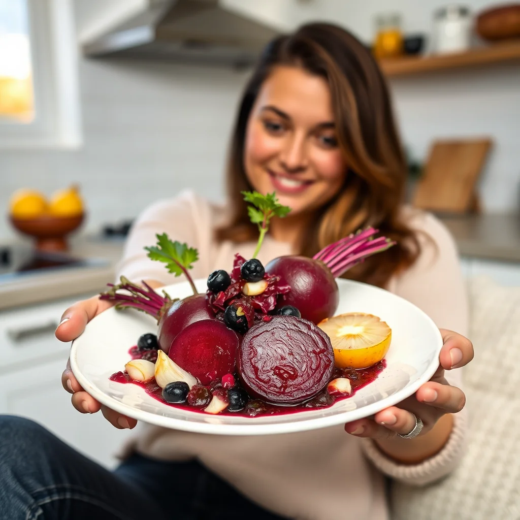 GOLDEN BEETS WITH BLUEBERRY VINAIGRETTE – golden beets with blueberry vinaigrette