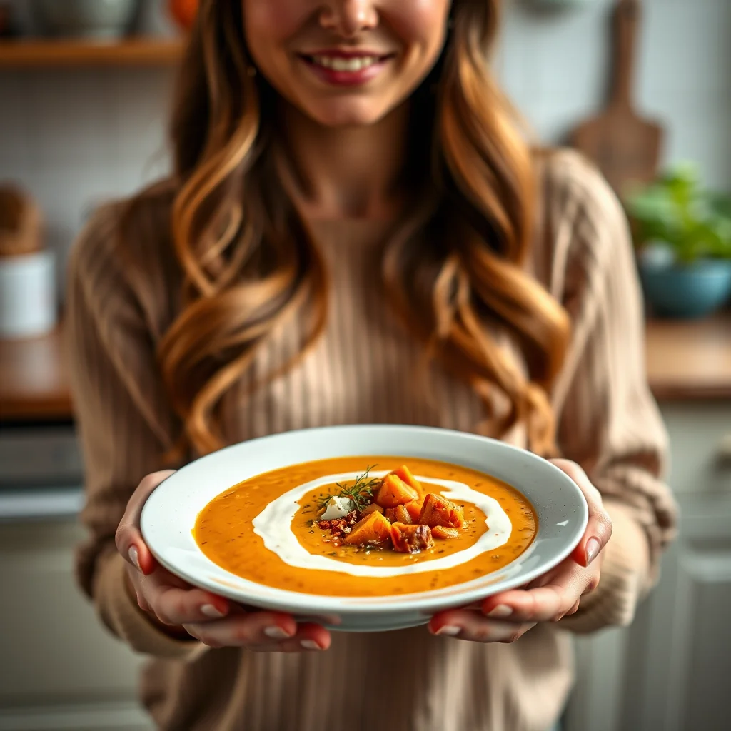 SWEET POTATO SOUP WITH CHORIZO AND COCONUT CREAM – sweet potato soup with chorizo and coconut cream