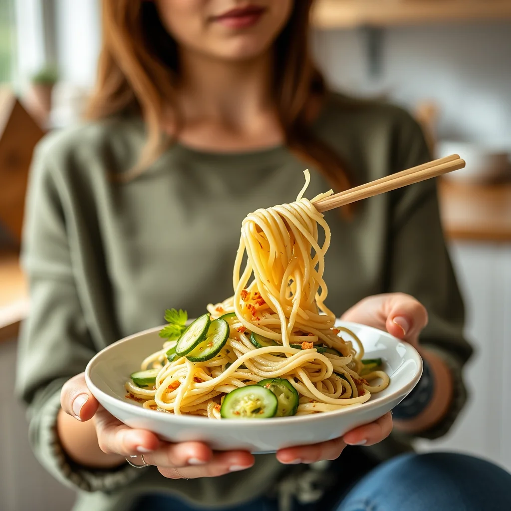Cold Cucumber Noodles with a Kick – cold cucumber noodles with a kick