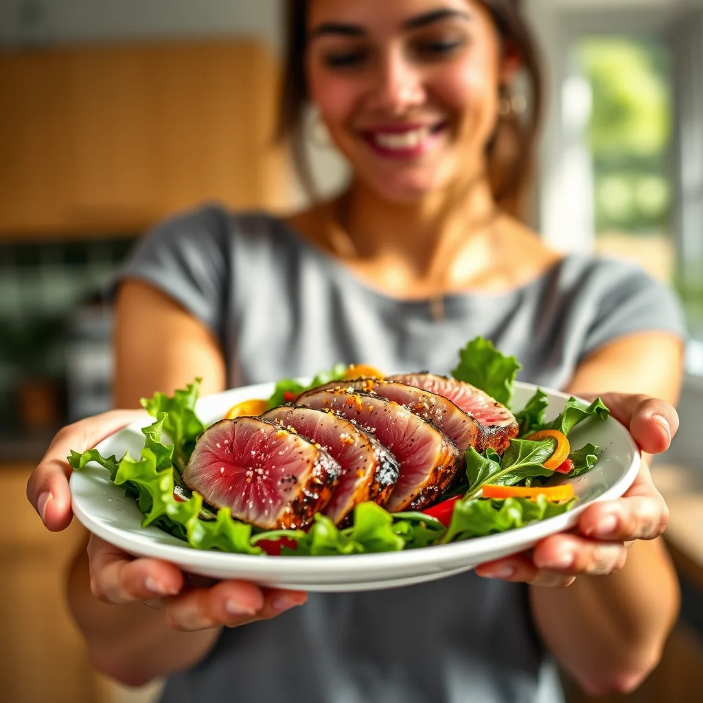 Peppered Ahi Tuna with Greens – peppered ahi tuna with greens